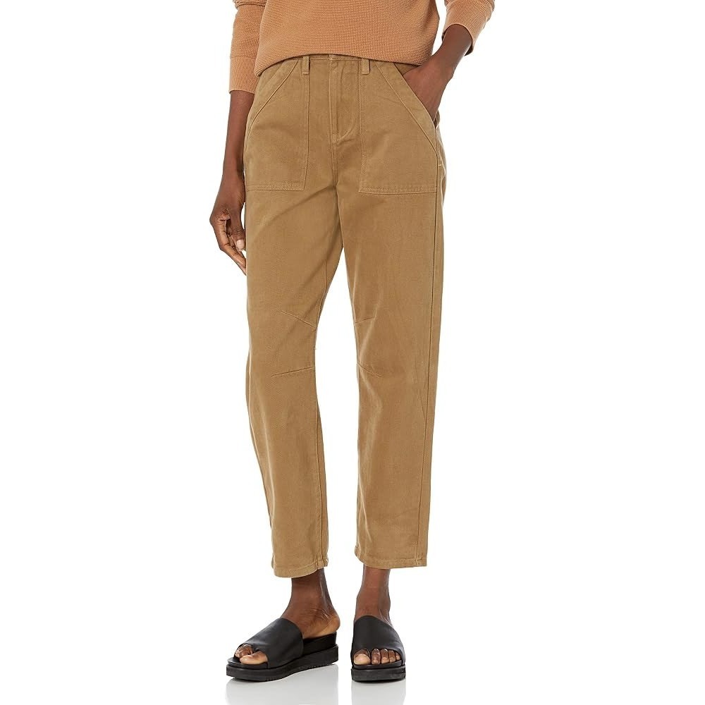 Blank NYC Women 29 Tan High Rise Carpenter Porkchop Pockets Ankle Pants 02KY3320